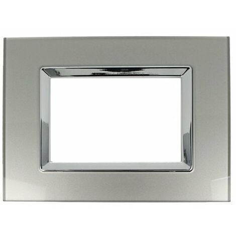 SANDASDON Placca Elegance In Vetro Cristallo Plexiglass Lucido 3M Titanio Compatibile Con Bticino Matix