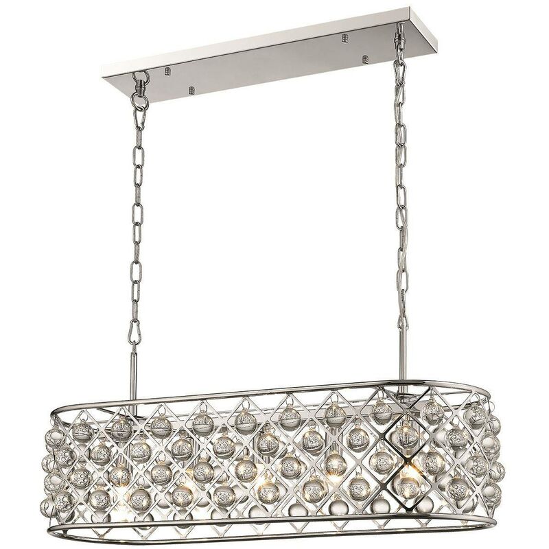Spring Lighting - 5 Light Oval Ceiling Pendant Chrome, Clear with Crystals, E14