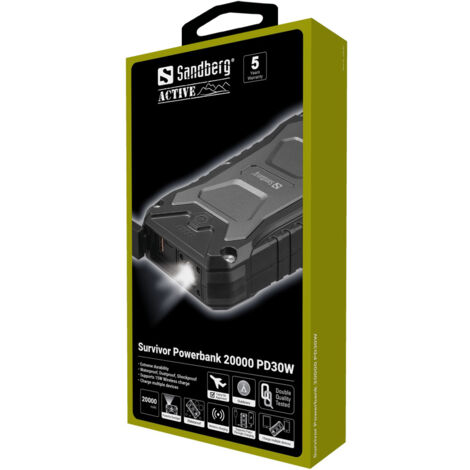 Sandberg Survivor Powerbank 20000 PD30W Survivor Powerbank 20000 PD30W, 420-92 (Survivor Powerbank 20000 PD30W)