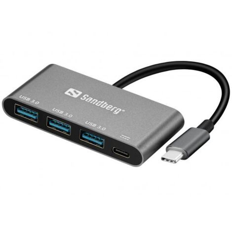 Sandberg USB-C to 3xUSB 3.0 Hub + PD (USB-C to 3 x USB 3.0 Converter - USB-C to 3xUSB 3.0 Hub + PD, - USB 3.2 Gen 1 [3.1 Gen 1] Type-C, USB 3.2 Gen 1 [3.1 Gen 1] Type-A, 5000 - Warranty: 60M)
