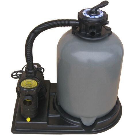 Sandfilteranlage 11 m³/h Pumpenleistung, 6-Wege-Verrohrungs- Ventil, 75Kg Sand