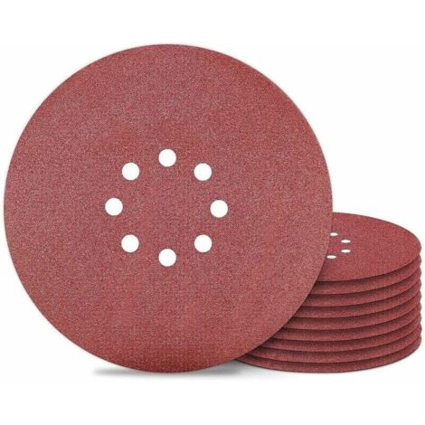 Sanding disc, 225 mm, 8 holes, sandpaper, grit 100, for wall sanders, 10 pieces, MUMU
