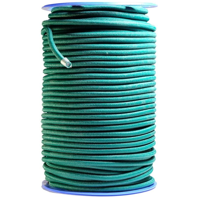 Sandow élastique Diamètre 9 mm 10 mètres Tendeur Couleur Verte Fixation Baches
