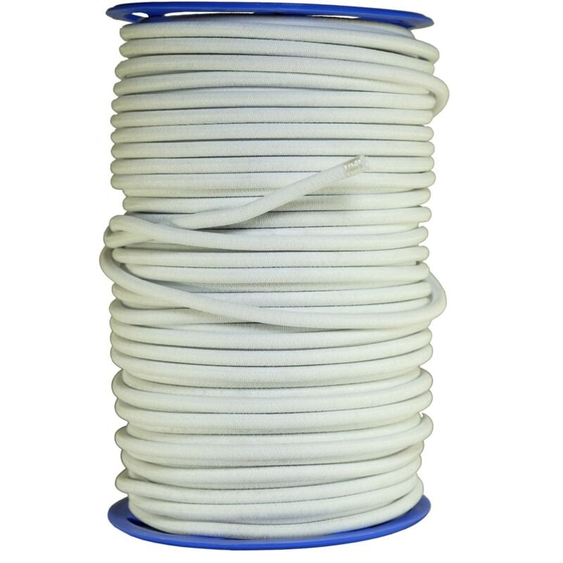 Sandow élastique Diamètre 9 mm 50 mètres Tendeur Couleur Blanc Fixation Baches