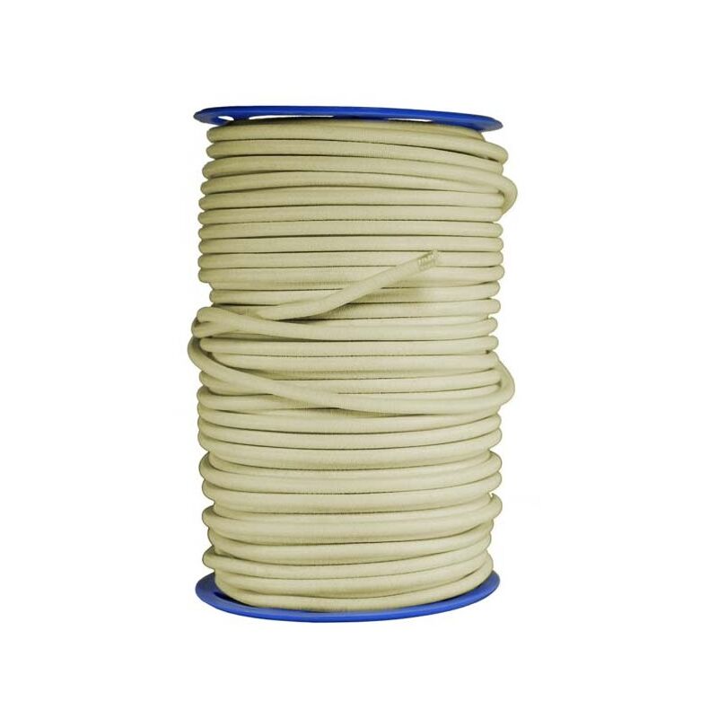 Sandow élastique Diamètre 9 mm 50 mètres Tendeur Couleur Ivoire Fixation Baches