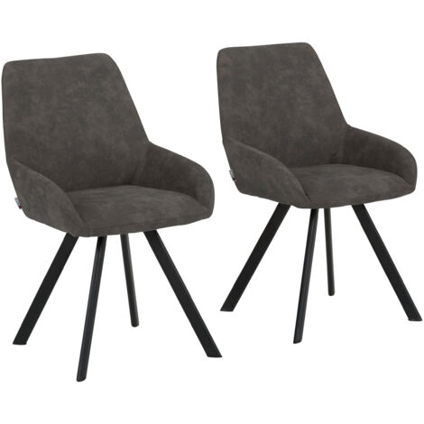 Sandra-Ensemble de 2 chaises de salle à manger rembourrées en microfibre anthracite