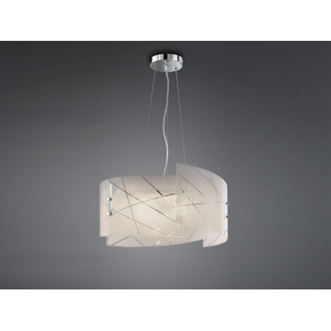 Sandrina Suspension Glass Grit White 3xE27 Ø50 cm Trio Beleuchtung