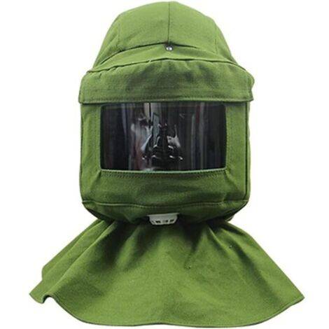 Sandstrahlglocke. Sandstrahlschal. Windmaske. Anti-Sandstrahlen. Staubschutzwerkzeuge. Gesichtsmaske. grünes Segeltuch + Schutzhelm