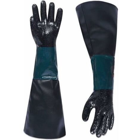 Sandstrahlhandschuhe aus Gummi Länge: 60cm Abrasiv Handschuhe für Sandstrahlkabine Arbeitshandschuhe für Sandstrahlmaschine
