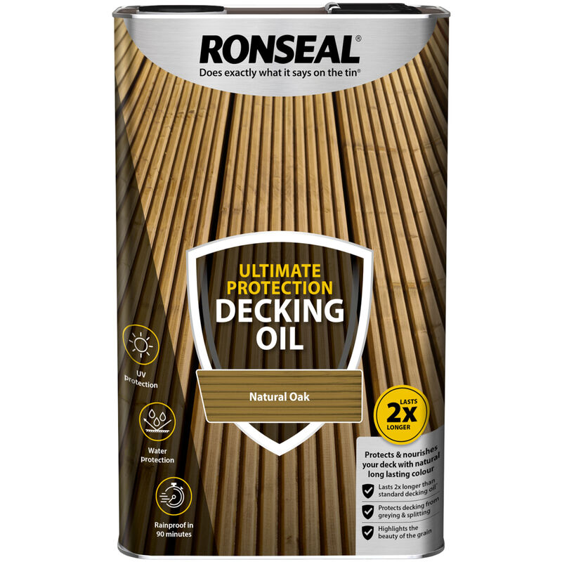 Ronseal - Ultimate Protection Decking Oil - 5L - Natural Oak - Natural Oak