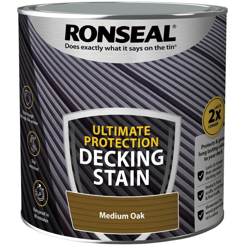 Ronseal - Ultimate Decking Stain - 2.5L - Medium Oak - Medium Oak