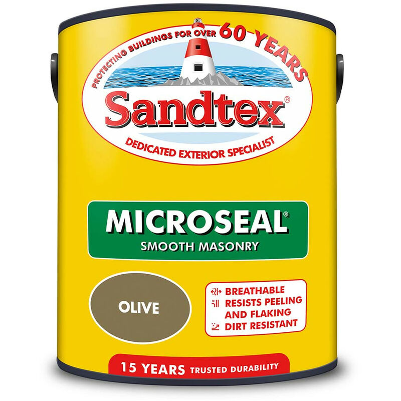 Sandtex - Microseal Smooth Masonry Paint Olive 5L - Olive