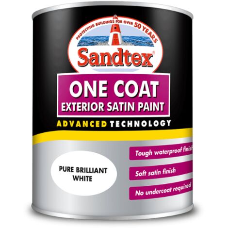 Sandtex One Coat Exterior Satin - Brilliant White - 750ml