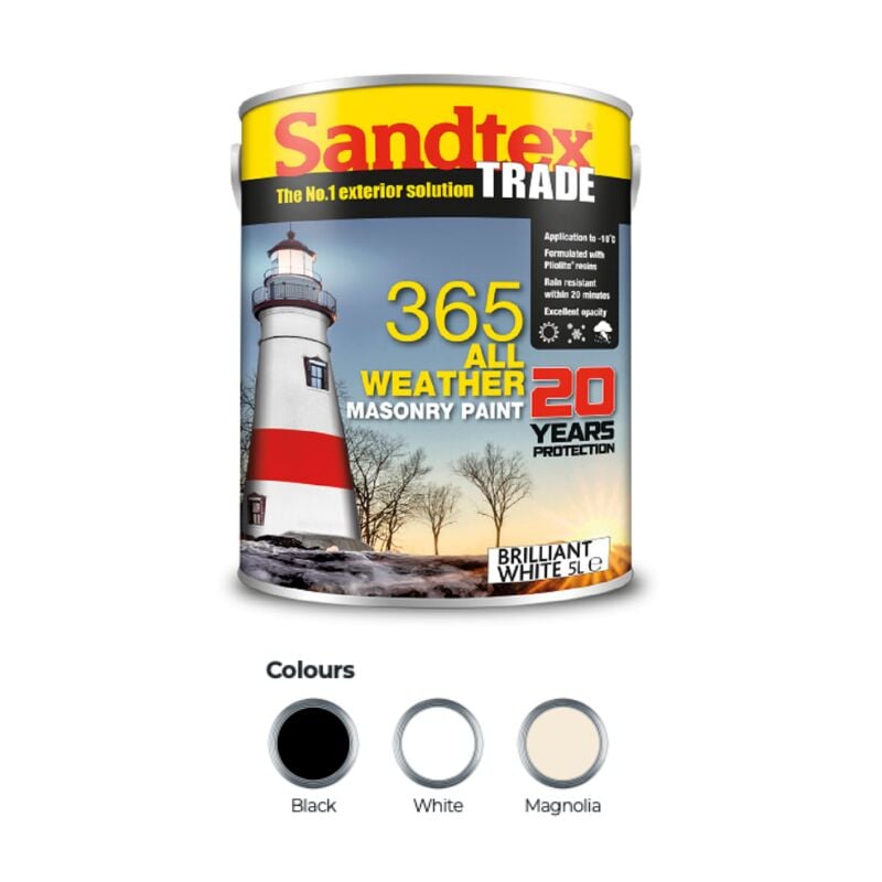 Sandtex - Trade 365 All Weather Masonry Paint - Magnolia - 5L