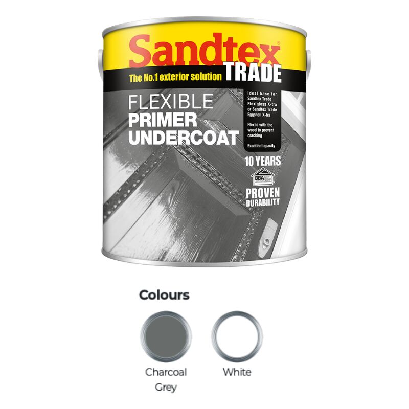 Sandtex - Trade Flexible Primer Undercoat - Charcoal Grey - 1L