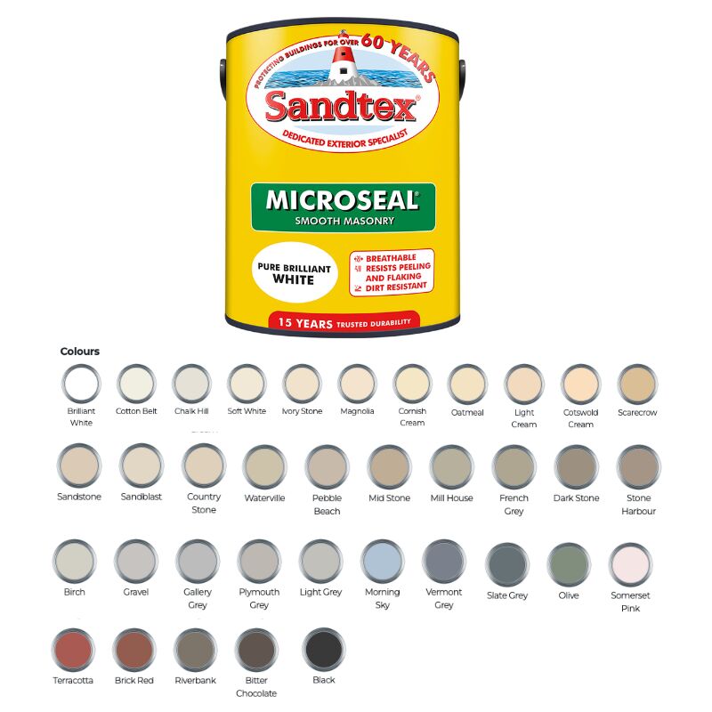 Sandtex - 15 Year Microseal Smooth Masonry - Vermont Grey - 5L