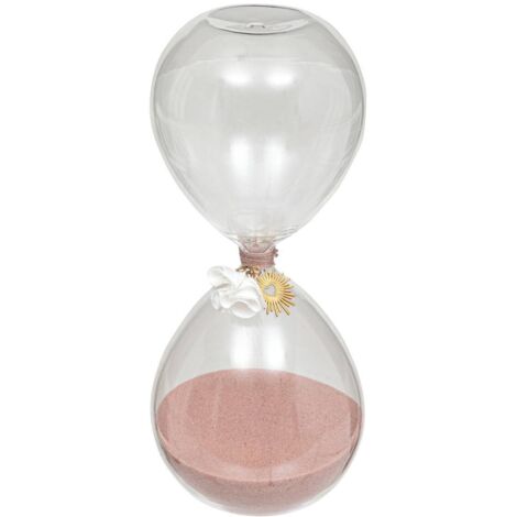 Sanduhr aus Glas Floral H20cm  - Rosa