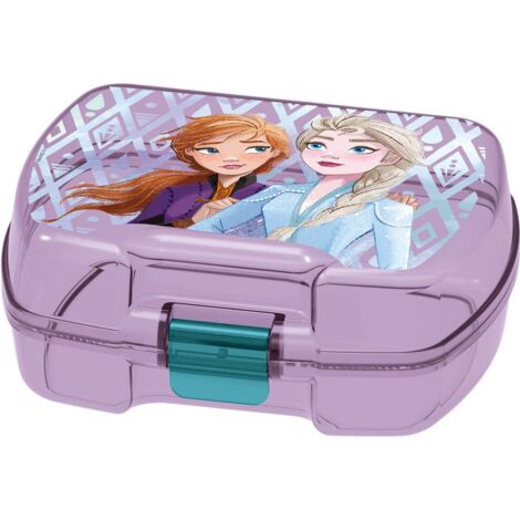 Sandwich Box Bambine Disney Frozen con 3 Scomparti, in plastica senza BPA, riutilizzabile e lavabile, non adatta a microonde e lavastoviglie