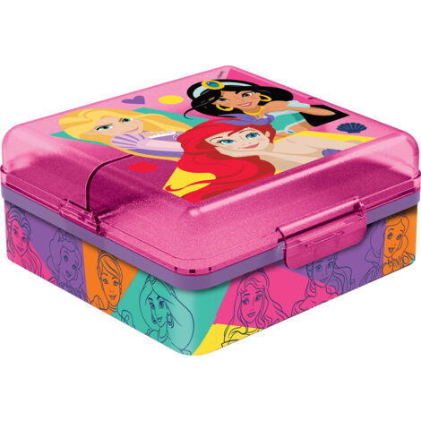 Sandwich Box Bambine Disney Princess, in plastica senza BPA, lavabile e riutilizzabile, con piÃ¹ scomparti
