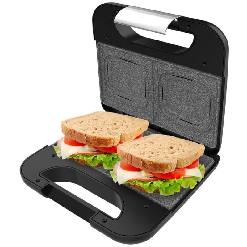 Sandwichera Rock'nToast Square +, 800W de Potencia, Placas cuadradas, Revestimiento piedra RockStone, Antiadherente, Acero Inoxidable, Revestimiento