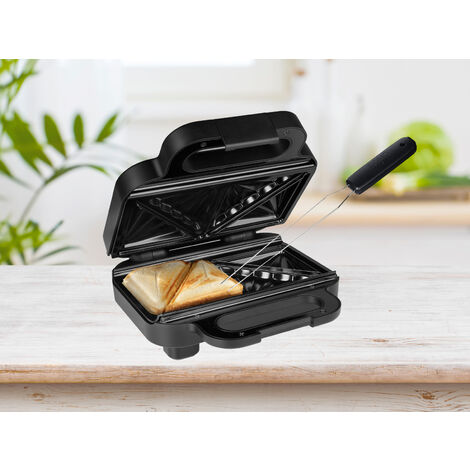 Sandwichmaker & Gabel 4 halbe Toasties, Grillplatte 22x11cm - 800Watt