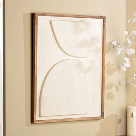 SANDY - Décoration murale 62x82cm formes en bois de Pin recyclé blanc