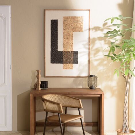 SANDY - Décoration murale bois Pin recyclé mosaïque beige/noire