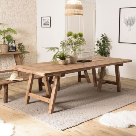 SANDY - Table à manger rectangulaire 270x100cm bois Pin recyclé