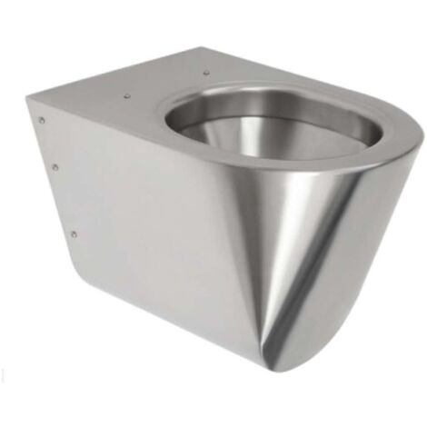 Sanela Inodoros de acero inoxidable - Inodoro suspendido, antivandálico, acero inoxidable SLWN 04