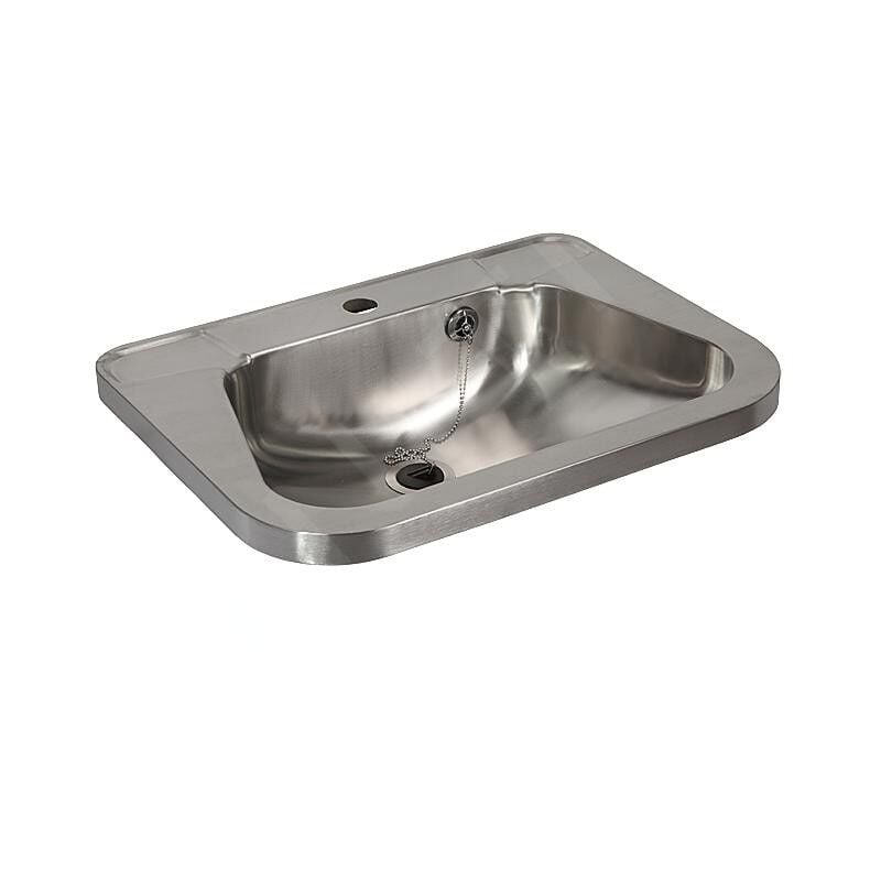 Lavabos en inox - Lavabo avec trop-plein 560x420 mm, trou pour robinetterie, inox slun 26 - Sanela