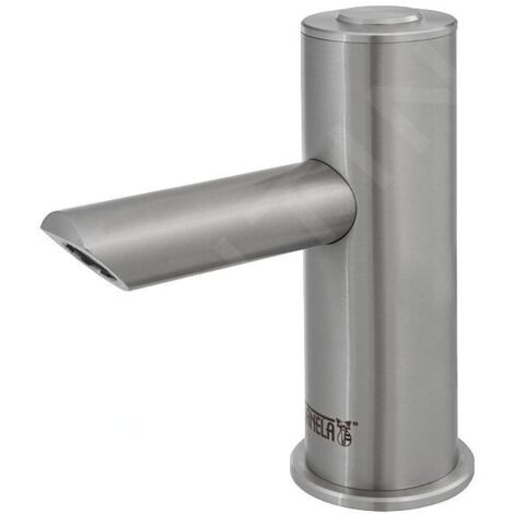 Sanela Robinets Piezo - Mitigeur de lavabo Piezo anti-vandalisme, alimentation depuis pile de 6V, inox SLU 93PDB