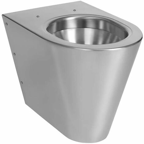 Sanela WC en inox - Cuvette de toilette sur pied, anti-vandalisme, inox SLWN 03