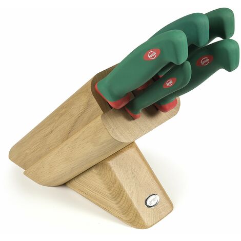 Sanelli 931605 Ceppo Coltelli Leck, Legno, Verde/Rosso, 5 unità