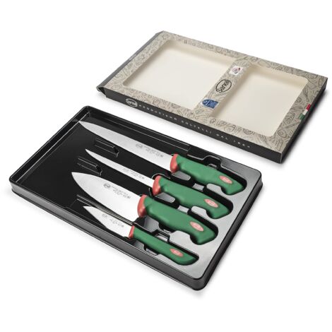 Sanelli Premana Professional Confezione Coltelli Sushi da cucina, Acciaio Inossidabile, Verde / Rosso, 40 x 24 x 3 cm, 4 Unità