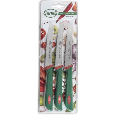 Sanelli Set 3 Coltelli Frutta e verdura Pomodoro seghettato cm.12