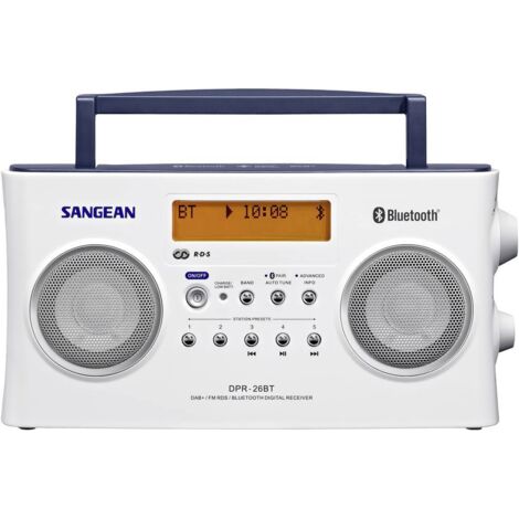 Sangean DPR-26 BT Radio portatile DAB+, FM AUX, Bluetooth Funzione di carica della batteria Bianco