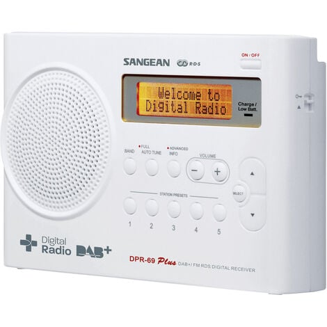 Sangean DPR-69+ Kofferradio DAB+, UKW Akku-Ladefunktion Weiß