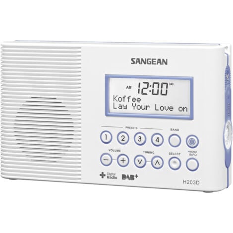Sangean H203 Badradio DAB+, UKW Taschenlampe, wasserdicht Weiß