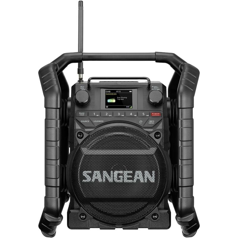 Sangean U-4X Radio de chantier DAB+, FM Bluetooth, USB, AUX, NFC rechargeable, étanche à l'eau, résistant aux coups, étanche à la poussière, NFC
