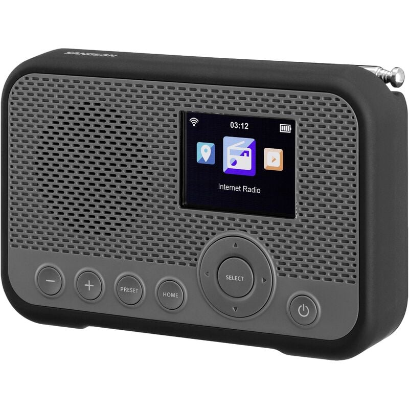 WFR-39 Radio Internet de poche Internet, dab, fm radio internet, fm, WiFi Spotify, fonction réveil, rechargeable gris, noir X579242 - Sangean