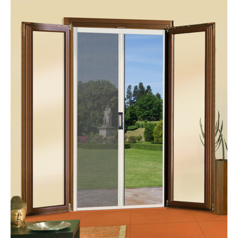 Sangiorgio – Moustiquaire plissée pour porte 120x240 cm – Maille haute résistance – Réduction de hauteur jusqu'à 40 cm – Cadre sans découpe