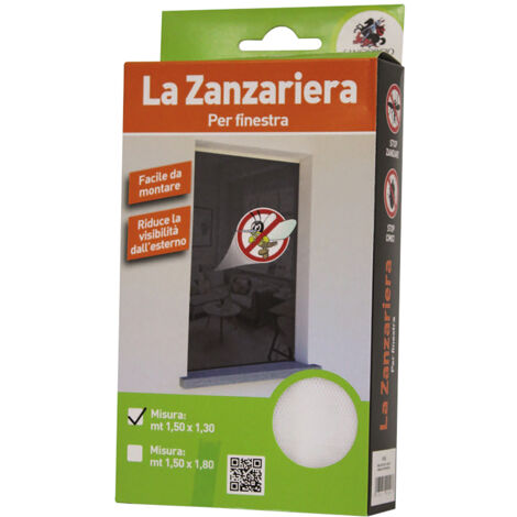 SANGIORGIO Zanzariera, 100% poliestere, con nastro biadesivo, per finestra, colore antracite, 150x130 cm