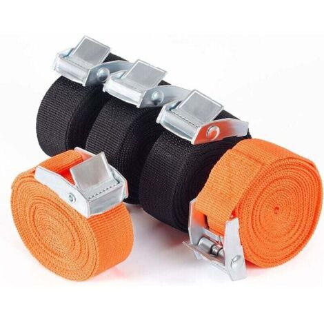 Sangle à Cliquet 5 Pièces avec Crochet Tendeur pour Moto Barre Toit Porte Vélo Bagages