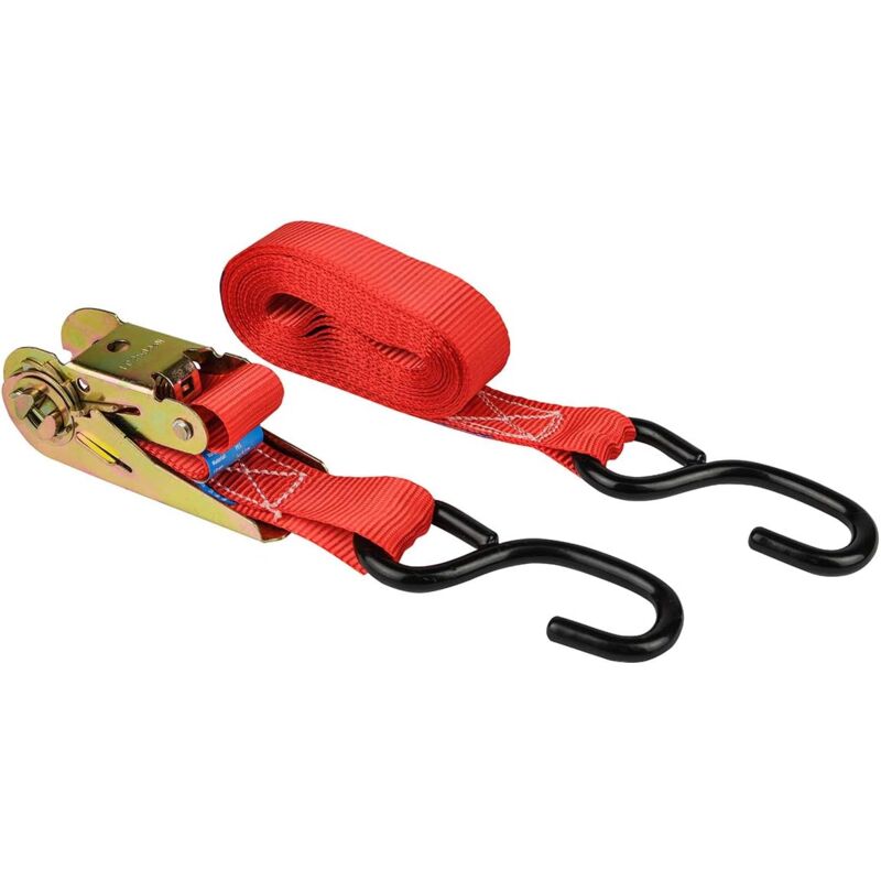 Sangle à Cliquet avec Crochets en s - 2 pièces de 5m x 25mm, 50 daN