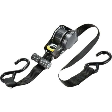 Sangle à cliquet rétractable – Sangle d'arrimage rétractable automatique pour charges lourdes, remorques, voitures, motos – Capacité 680 kg, 330 x 17 cm