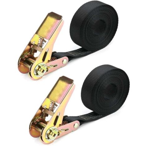 Sangle arrimage cliquet Sangles Cargo 10mx25mm 250kg Charge Travail 2Pcs