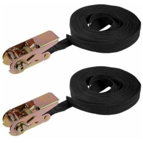 Sangle arrimage cliquet Sangles Cargo 10mx25mm 250kg Charge Travail 2Pcs Sangle arrimage cliquet