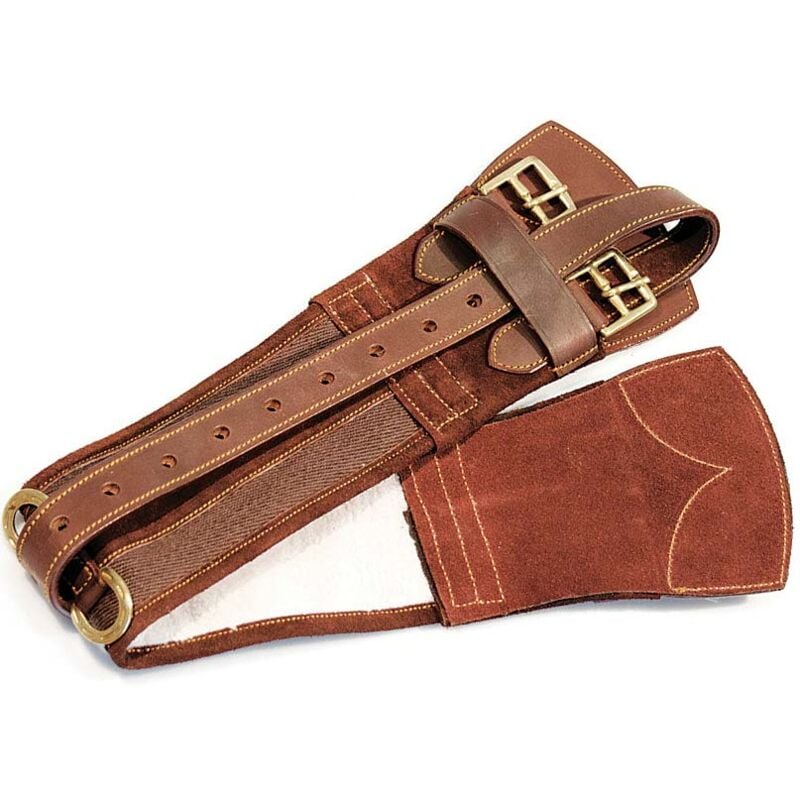 34' = 86 cm, Noir: Sangle australienne en tapis de selle avec boucles en laiton et garniture en cuir