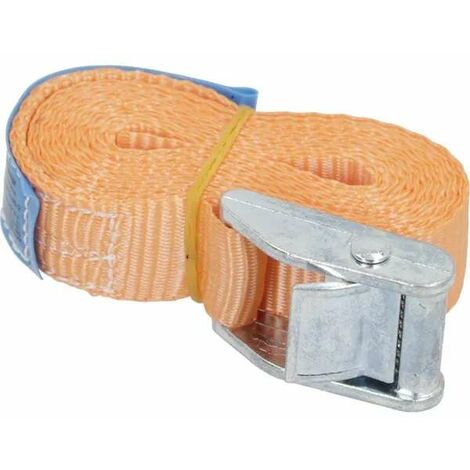 Sangle ceinture 25mm x 2,5m 300daN fixation maintien voiture remorque tracteur tendeur clip attache rapide