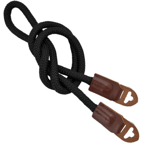 Sangle d'appareil photo en nylon réglable, bretelle de cou et poignet pour reflex numériques, noir